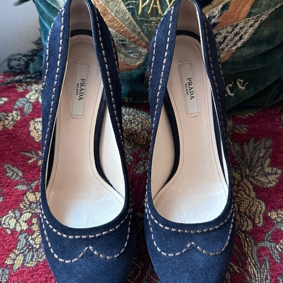 Prada Camoscio Stitch black Suede Pump Size 36-1/2 - Picture 10 of 11